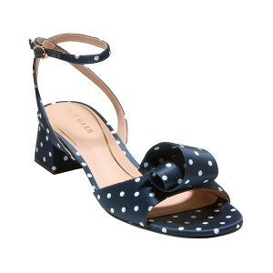 R[n[ fB[X IbNXtH[h V[Y Women's Florette Block Heel Sandals Navy & White Polka Dot Satin