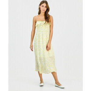 �V���V�A���[�W�����Y ���f�B�[�X �����s�[�X �g�b�v�X Juniors' Smocked Ruffled Floral Midi Dress Egret/Double Cream Floral