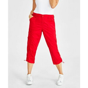 �X�^�C���A���h�R�[ ���f�B�[�X �J�W���A���p���c �{�g���X Women's Mid-Rise Cargo Capri Pants, Exclusively at Macy's Tango Red