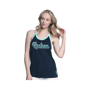 �J�[���o���N�X ���f�B�[�X �J�b�g�\�[ �g�b�v�X Women's Navy Seattle Kraken Curveball Racerback Scoop Neck Slub Tank Top Navy