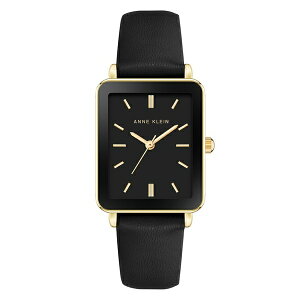 ANC fB[X rv ANZT[ Women's Quartz Rectangular Black Leather and Gold-Tone Metal Alloy Watch, 26mm Black, Gold