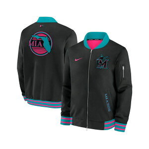 iCL Y WPbgu] AE^[ Men's Black Miami Marlins 2025 City Connect Authentic Collection Full-Zip Bomber Jacket Black