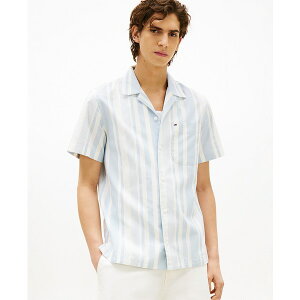g~[ qtBK[ Y Vc gbvX Men's Relaxed-Fit Stripe Camp Shirt Breezy Blue / Ivory Petal