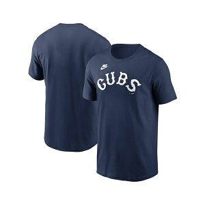 �i�C�L �����Y �V���c �g�b�v�X Men's Navy Chicago Cubs Cooperstown Wordmark T-Shirt Navy