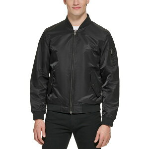 [oCX Y WPbgu] AE^[ Men's Flight Full-Zip Satin Bomber Jacket Black