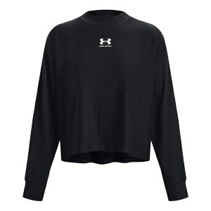 Under Armour A_[A[}[ fB[X Xj[J[ y(WMNS) Under Armour Logo Rival Terry Oversized Crew 'Black' 1376995-001z TCY US_W_XS