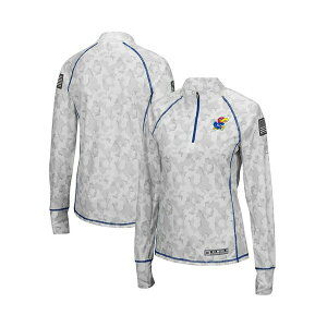 �R���V�A�� ���f�B�[�X �J�b�g�\�[ �g�b�v�X Women's Camo Kansas Jayhawks OHT Military-Inspired Appreciation Officer Arctic Lightweight Quarter-Zip Top Camo