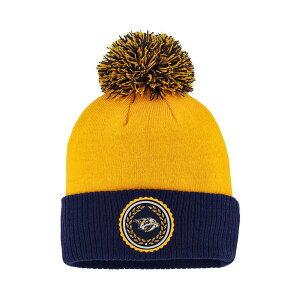 AfB_X fB[X Xq ANZT[ Women's Gold Nashville Predators Laurel Cuffed Knit Hat with Pom Gold