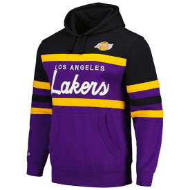 ミッチェル&ネス メンズ パーカー・スウェットシャツ アウター Los Angeles Lakers Mitchell & Ness Head Coach Pullover Hoodie Purple/Black