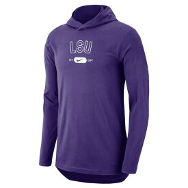 ナイキ メンズ Tシャツ トップス LSU Tigers Nike Campus Performance Long Sleeve Hoodie TShirt Purple