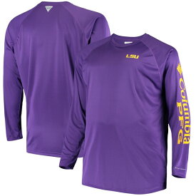 コロンビア メンズ Tシャツ トップス LSU Tigers Columbia Big & Tall Terminal Tackle Long Sleeve OmniShade TShirt Purple