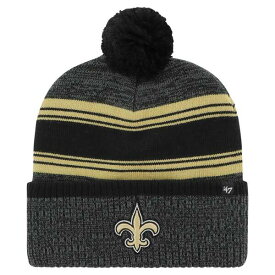 フォーティーセブン メンズ 帽子 アクセサリー New Orleans Saints '47 Fadeout Cuffed Knit Hat with Pom Black