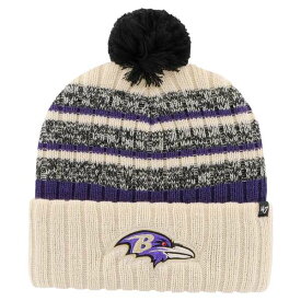 フォーティーセブン メンズ 帽子 アクセサリー Baltimore Ravens '47 Tavern Cuffed Knit Hat with Pom Natural