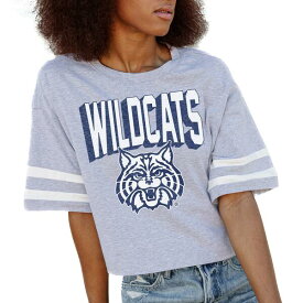 ゲームデイ レディース Tシャツ トップス Arizona Wildcats Gameday Couture Women's No Shortcuts Drop Shoulder Sleeve Stripe Cropped TShirt Gray