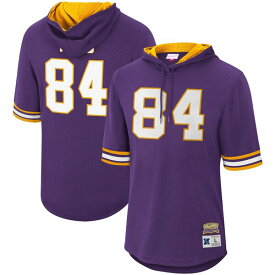 ミッチェル&ネス メンズ Tシャツ トップス Randy Moss Minnesota Vikings Mitchell & Ness Retired Player Mesh Name & Number Hoodie TShirt Purple