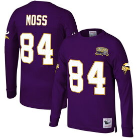 ミッチェル&ネス メンズ Tシャツ トップス Randy Moss Minnesota Vikings Mitchell & Ness Retired Player Name & Number Long Sleeve Top Purple