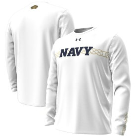 アンダーアーマー メンズ Tシャツ トップス Navy Midshipmen Under Armour 2023 Aer Lingus College Football Classic Performance Long Sleeve TShirt White