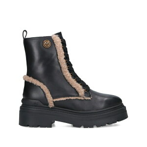 �s���R ���f�B�[�X �u�[�c �V���[�Y Lace-up shearling trim boots Black