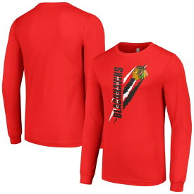 スターター メンズ Tシャツ トップス Chicago Blackhawks Starter Color Scratch LongSleeve TShirt Red