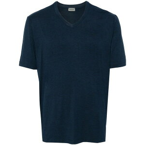 �n���� �����Y T�V���c �g�b�v�X V-neck m䩘Rlange-effect t-shirt Blue