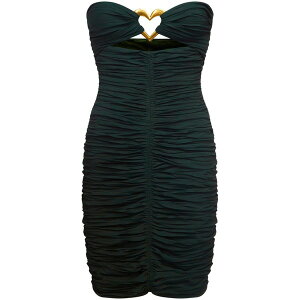 �G���A ���f�B�[�X �����s�[�X �g�b�v�X Heart-ring ruched mini dress Green