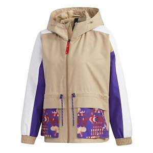 adidas AfB_X fB[X Xj[J[ y(WMNS) adidas Cny Jkt New Year Series Patchwork Print Pattern Sports Hooded Jacket Khaki Brown GP0611z TCY US_W_XXL