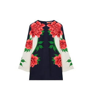 ���E�_�u���E�W�F�C ���f�B�[�X �����s�[�X �g�b�v�X Floral bell-sleeve dress Blue