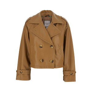 A[oR[h fB[X WPbgu] AE^[ Beige Jacket With Wide Notched Revers In Ecoleather Woman Beige