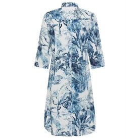 オルセン レディース ワンピース トップス Women's 100% Cotton 3/4 Sleeve Tropic Leaf Print Dress Bleached denim
