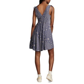 ラッキーブランド レディース ワンピース トップス Women's Printed Smocked V-Neck Sleeveless Dress Blue Multi
