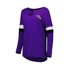 ニューエラ レディース Tシャツ トップス Women's Purple Baltimore Ravens Athletic Varsity Lace-Up Long Sleeve T-shirt Purple
