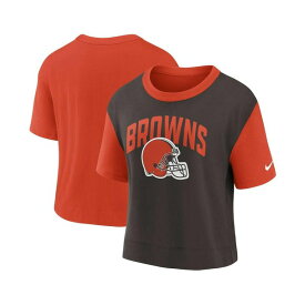 ナイキ レディース Tシャツ トップス Women's Orange, Brown Cleveland Browns High Hip Fashion T-shirt Orange, Brown