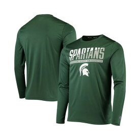 チャンピオン レディース Tシャツ トップス Men's Green Michigan State Spartans Wordmark Slash Long Sleeve T-shirt Green