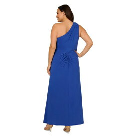 アドリアナ パペル レディース ワンピース トップス Plus Size One-Shoulder Draped Jersey Gown Brilliant Sapphire