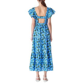 イングリッシュファクトリー レディース ワンピース トップス Women's Floral-Print Tiered Flutter-Sleeve Dress Blue