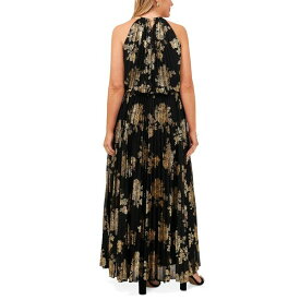 ミスク レディース ワンピース トップス Plus Size Floral-Print Dress Black Gold