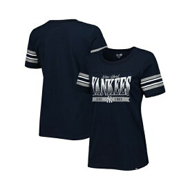 ニューエラ レディース Tシャツ トップス Women's Navy New York Yankees Team Stripe T-shirt Navy