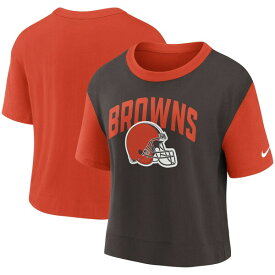 ナイキ レディース Tシャツ トップス Cleveland Browns Nike Women's High Hip Fashion TShirt Orange/Brown