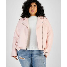 リーバイス メンズ ジャケット＆ブルゾン アウター Plus Size Faux Leather Belted Motorcycle Jacket Open Pink