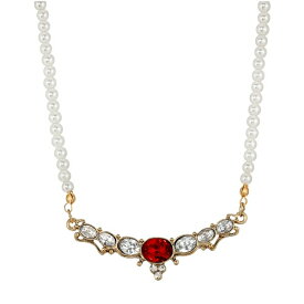 2028 レディース ネックレス・チョーカー・ペンダントトップ アクセサリー Imitation Pearl Red Glass Crystal Collar Necklace Red