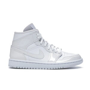 Jordan �W���[�_�� ���f�B�[�X �X�j�[�J�[ �yJordan 1 Mid Triple White Patent Swoosh (Women's)�z �T�C�Y US_9(26.0cm) White/White-White