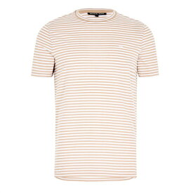 【送料無料】 マイケルコース メンズ Tシャツ トップス Stripe Tee Khaki 250
