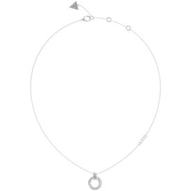 【送料無料】 ゲス レディース ネックレス・チョーカー・ペンダントトップ アクセサリー Ladies Guess Silver Tone Pave Circle Necklace Silver