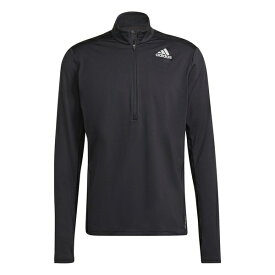 【送料無料】 アディダス メンズ Tシャツ トップス adidas Own The Run half Zip Long-Sleeve Top Mens Black