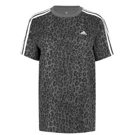 【送料無料】 アディダス レディース Tシャツ トップス Stripe T-Shirt Leopard Print