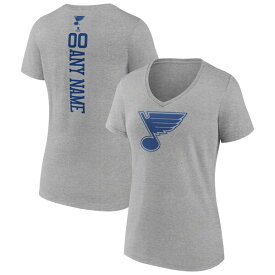 【送料無料】 ファナティクス レディース Tシャツ トップス St. Louis Blues Fanatics Branded Women's Personalized Name & Number VNeck TShirt Heather Gray