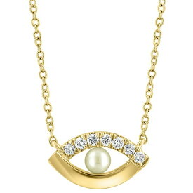 エフィー コレクション メンズ ネックレス・チョーカー アクセサリー EFFY&reg; Cultured Freshwater Pearl (3mm) & Diamond (1/20 ct. t.w.) Evil Eye 18" Pendant Necklace in 14k Gold 14K Yellow Gold