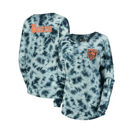 ニューエラ レディース Tシャツ トップス Women's Navy Chicago Bears Tie-Dye Long Sleeve T-shirt Navy