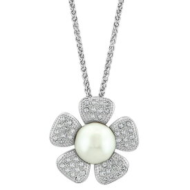 エフィー コレクション レディース ネックレス・チョーカー・ペンダントトップ アクセサリー EFFY&reg; Cultured Freshwater Pearl (10mm) & White Topaz (1/2 ct. t.w.) Flower 18" Pendant Necklace in Sterling Silver Sterling Silver