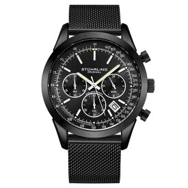 スターリング メンズ 腕時計 アクセサリー Men's Quartz Chronograph Date Black Stainless Steel Mesh Bracelet Watch 44mm Black